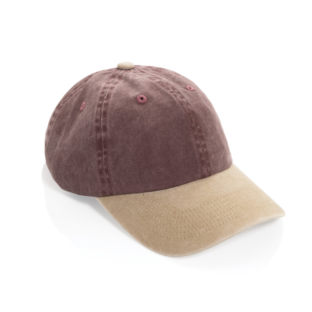 BEAU AWARE™ Two-Tone 6-Panel-Cap aus washed Cotton-Twill - maroon (± PMS maroon)