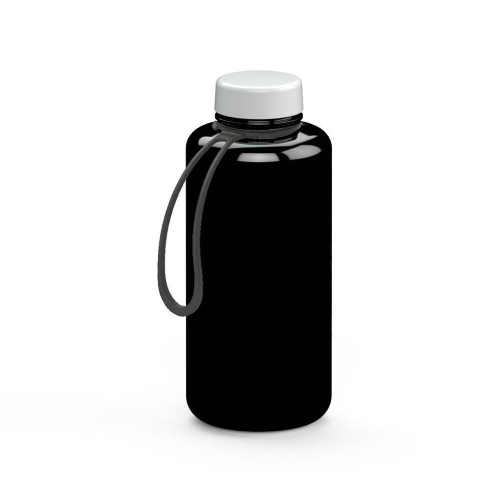 Trinkflasche "Refresh", 1,0 l, inkl. Strap - schwarz/weiß