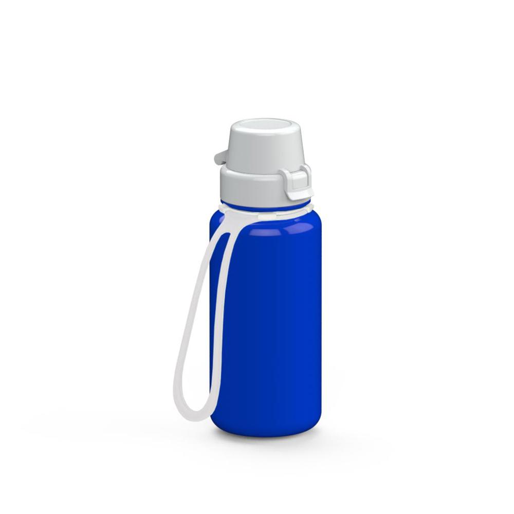Trinkflasche "School", 400 ml, inkl. Strap - blau/weiß