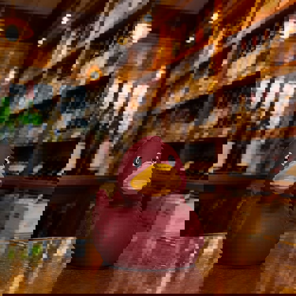 Quietsche-Ente, weinrot, 7,5 cm