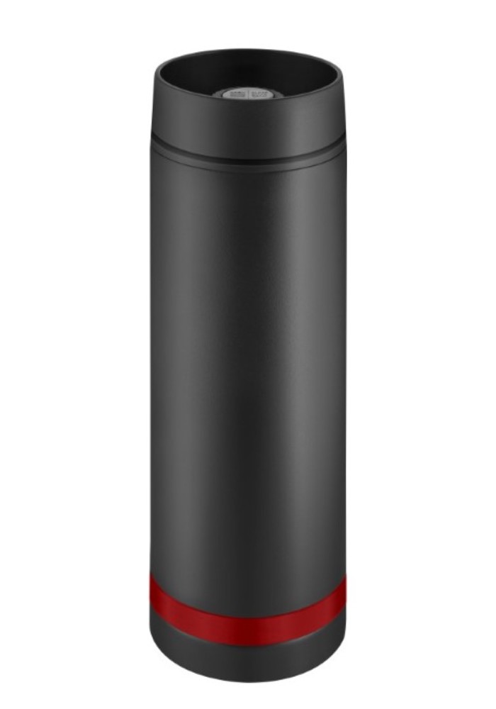 Metmaxx® Thermobecher schwarz/Ring schwarz - schwarz / rot