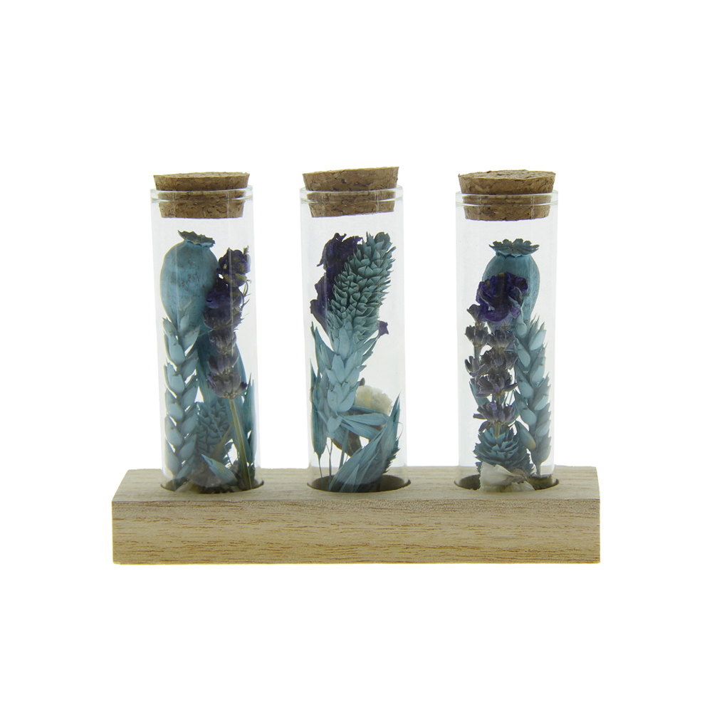 Dried Flowers - Trio tube & wood - hellblau