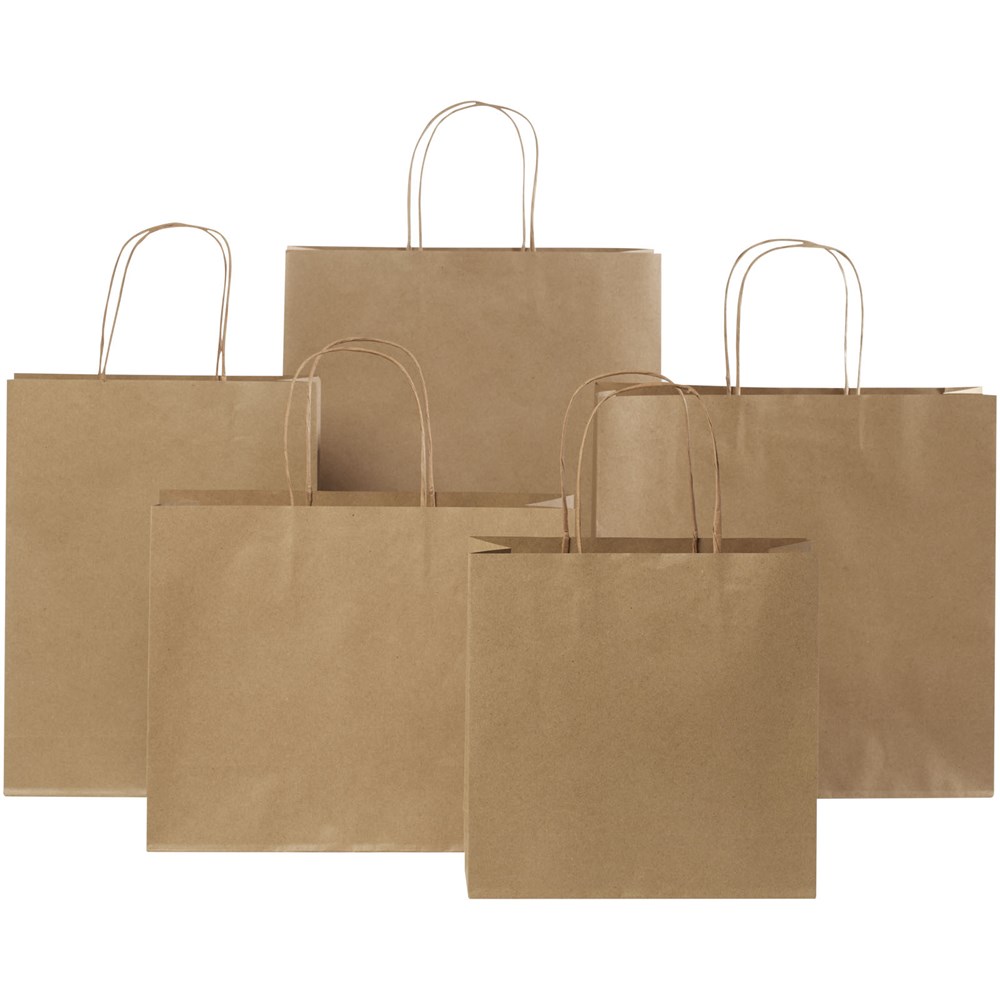 Kraftpapiertasche 120 g/m² mit gedrehten Griffen – 31 × 12 × 25 cm