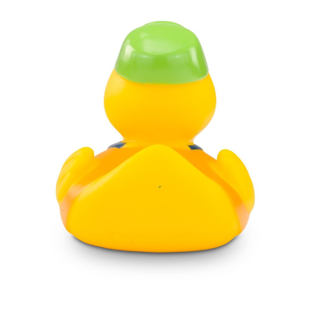 Werbeente Hugo Handwerker mit orangenem Shirt