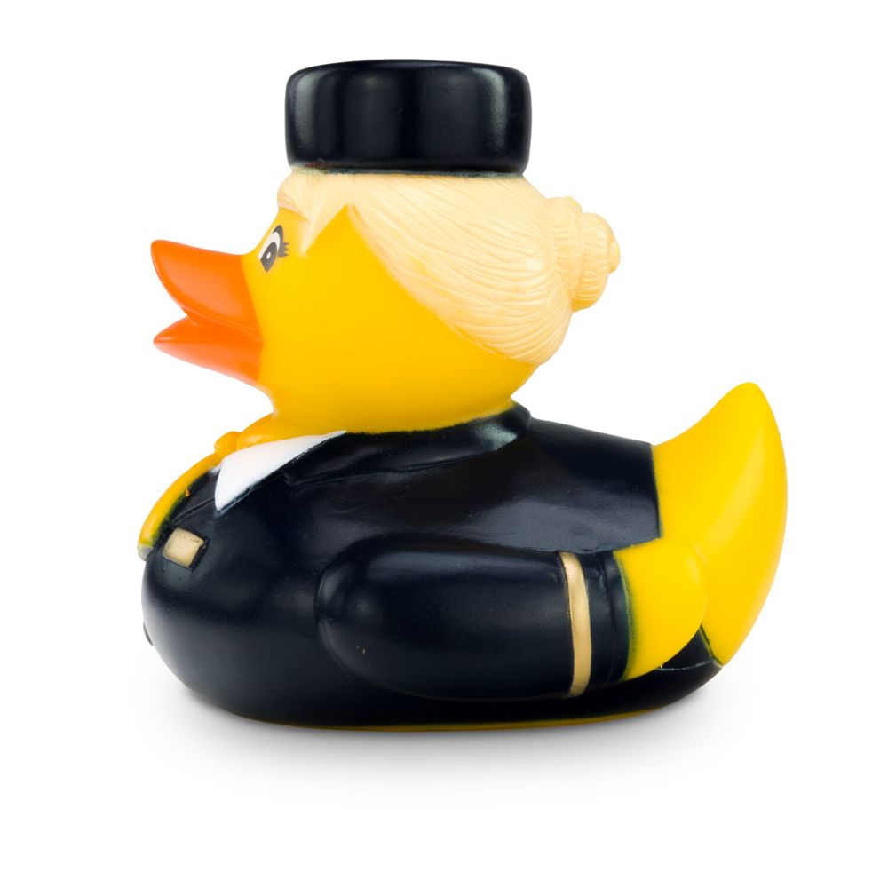 Werbeente Steffi Stewardess mit gelbem Halstuch