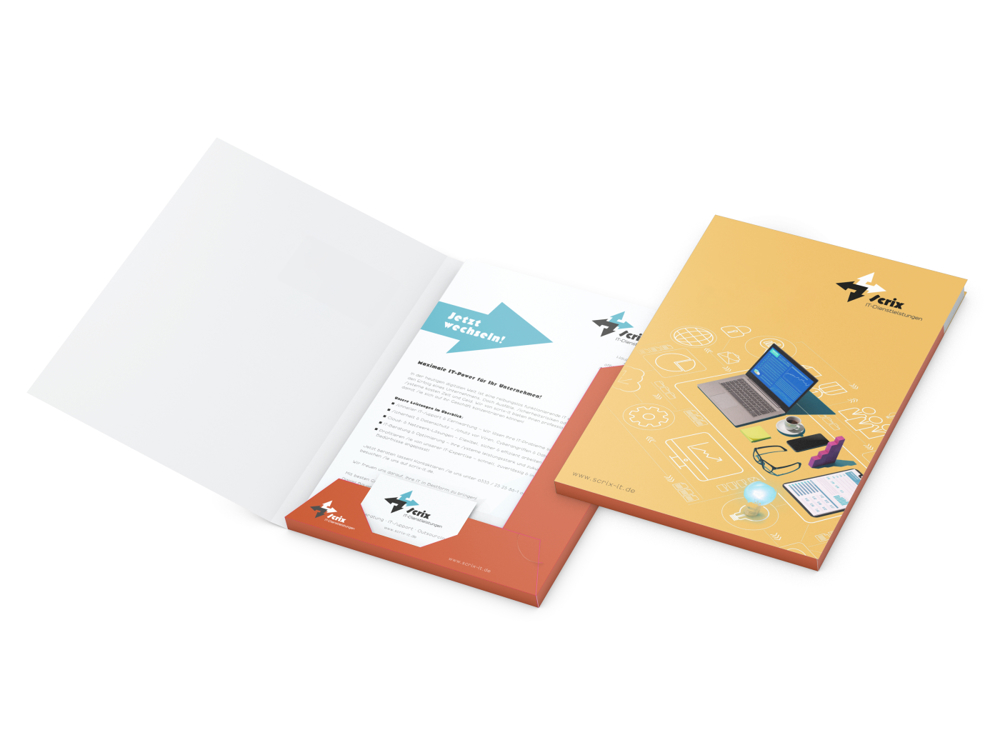 Präsentationsmappe Bestseller, Füllhöhe 15mm, ohne Fenster, 4/0farbig, Lack einseitig