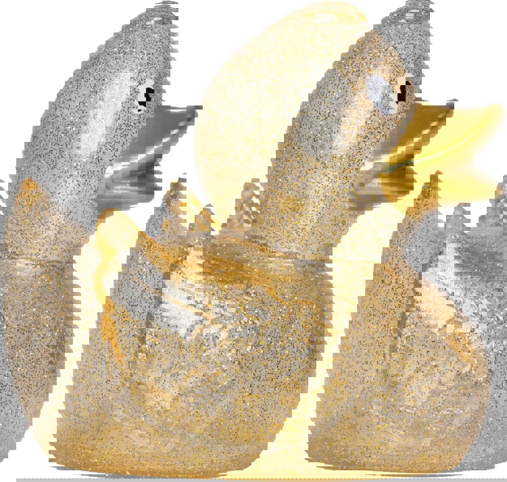 Quietsche-Ente, glitzer/gold, 7,5 cm