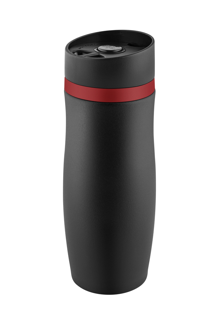 Metmaxx® Thermobecher "CremaExtensaNero" schwarz/Ring schwarz - schwarz / rot