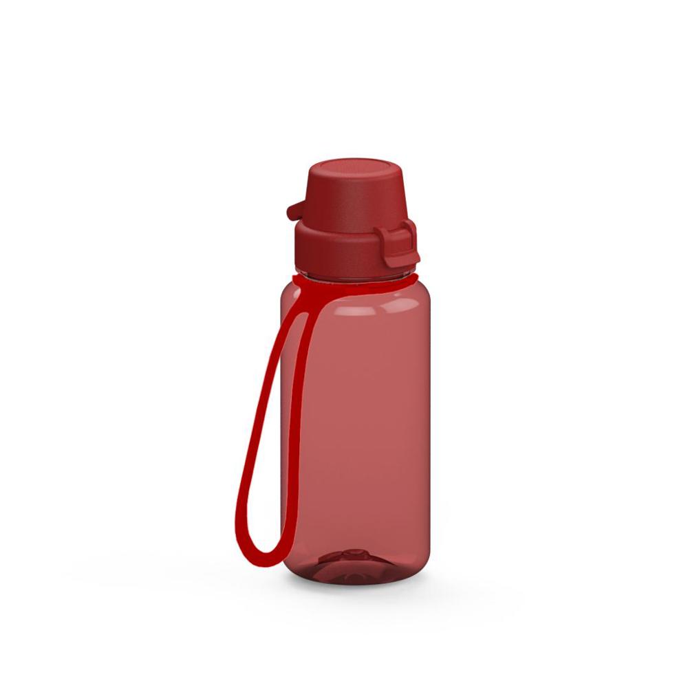 Trinkflasche "School", 400 ml, inkl. Strap - transluzent-rot/rot