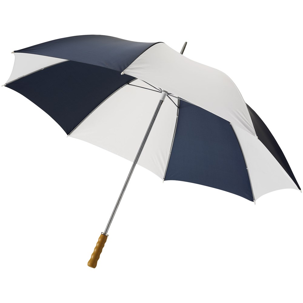 Karl 30" Golfschirm mit Holzgriff - navy, weiss