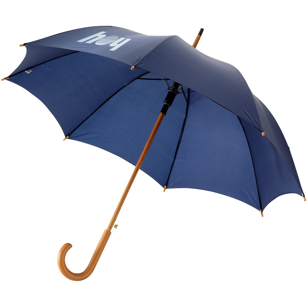Kyle 23" Automatikregenschirm mit Holzstange und -griff