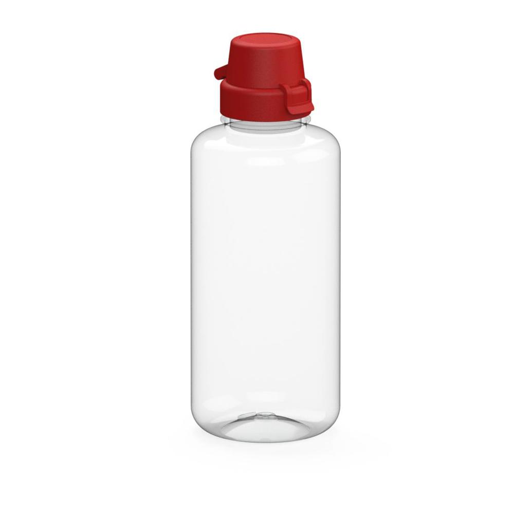 Trinkflasche "School", 1,0 l - transparent/rot