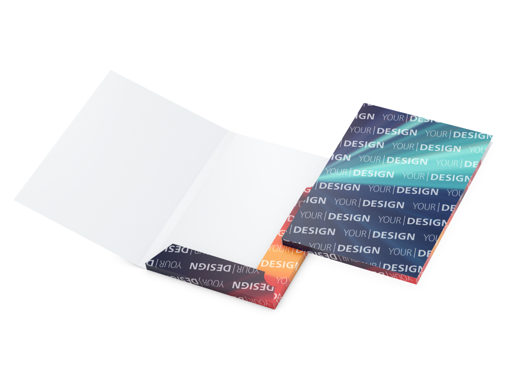 Präsentationsmappe Bestseller, Füllhöhe 15mm, ohne Fenster, 4/0farbig, Lack einseitig