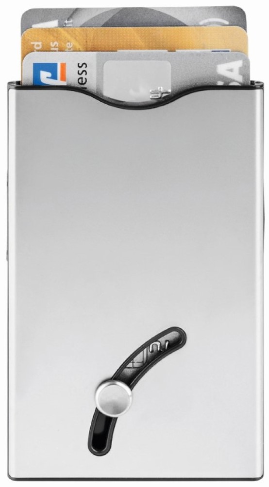 Blackmaxx® Sicherheitskartenhalter "CardSafeOneTouch" silber