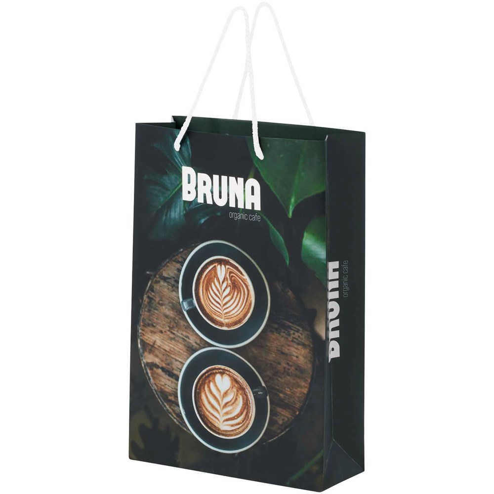 Handgefertigte 170 g/m² Integra-Papiertüte mit Kunststoff Kordelgriffen – 24 × 9 × 36 cm