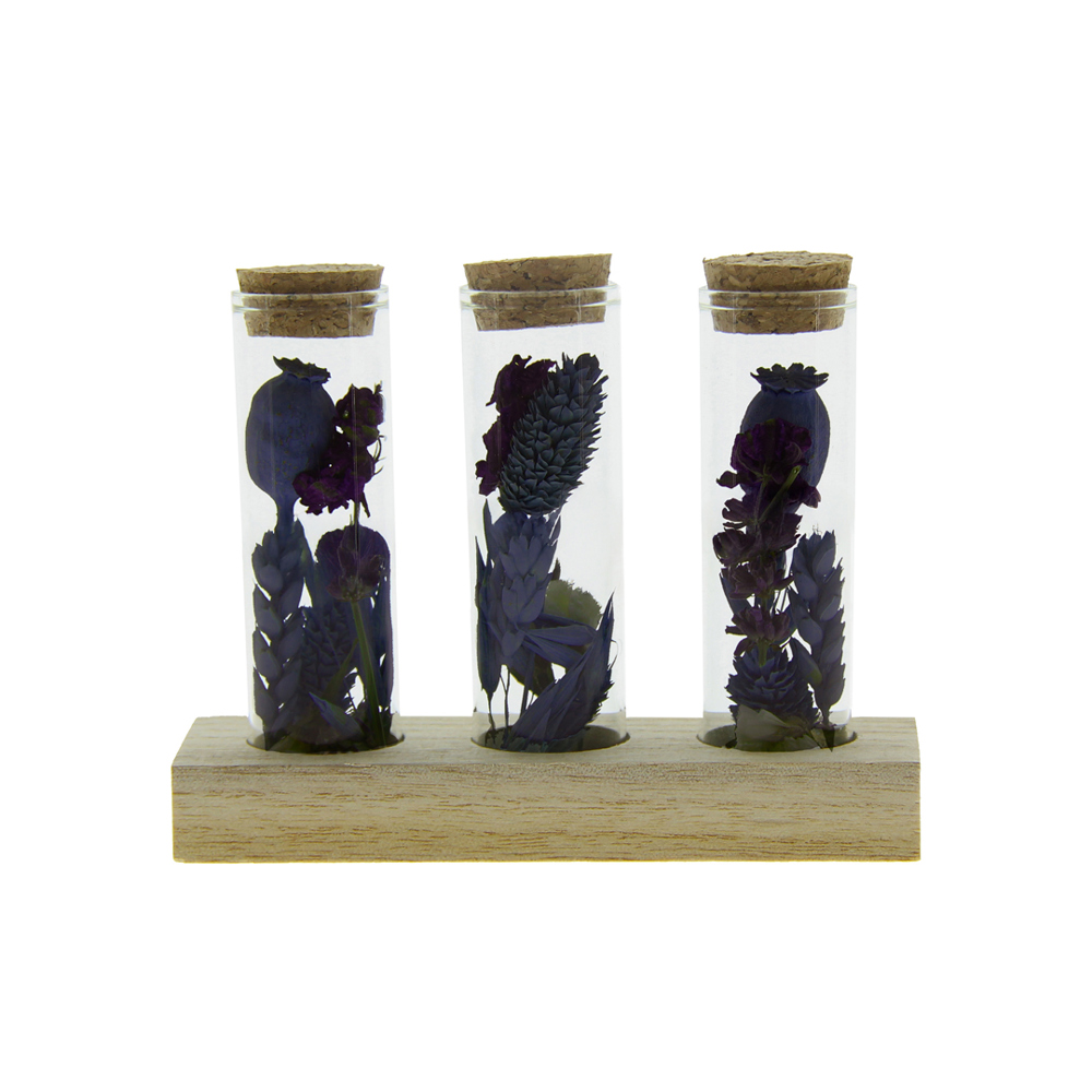 Dried Flowers - Trio tube & wood - Dark Blue