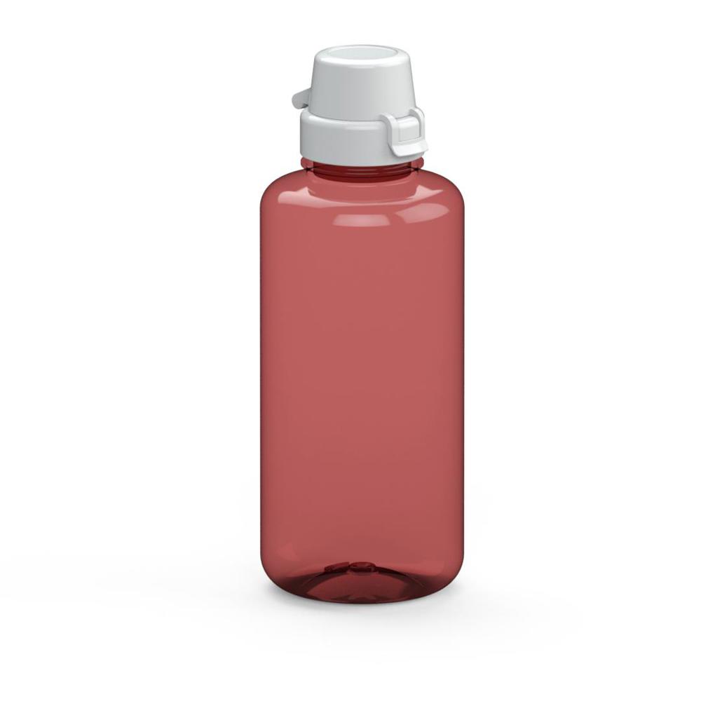 Trinkflasche "School", 1,0 l - transluzent-rot/weiß