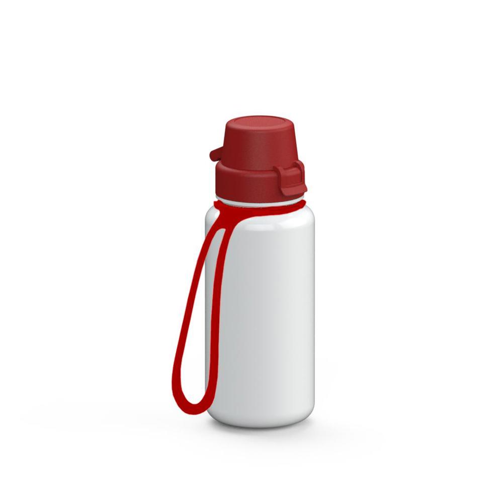 Trinkflasche "School", 400 ml, inkl. Strap - weiß/rot