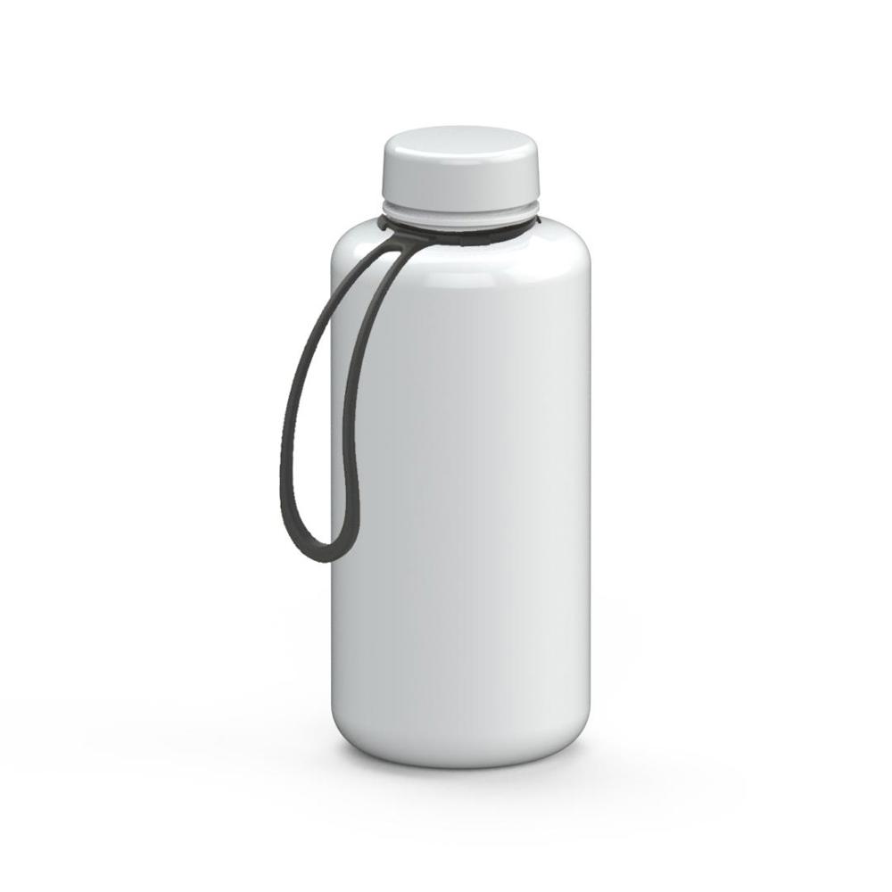 Trinkflasche "Refresh", 1,0 l, inkl. Strap - weiß/weiß/schwarz