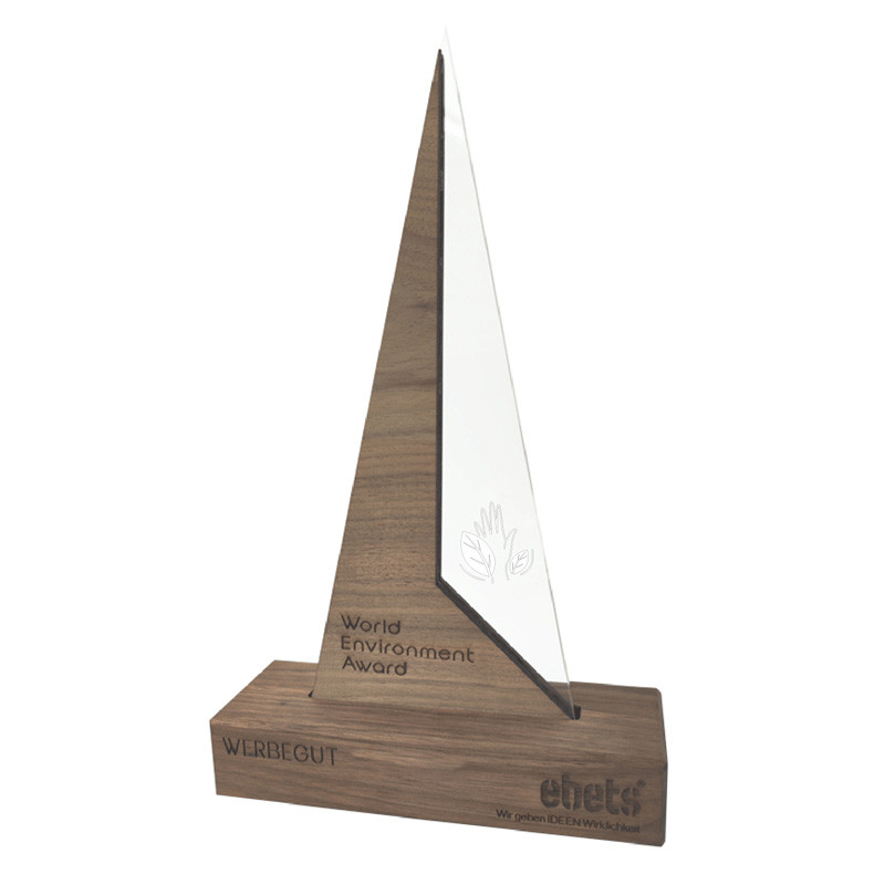 Holz Trophy Sky, Sockel Ahorn, Trophäe Nuss