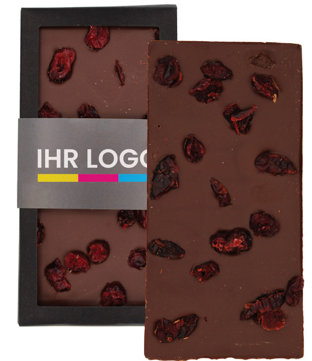 90 gr. Schokoladentafel Zartbitter mit Cranberry