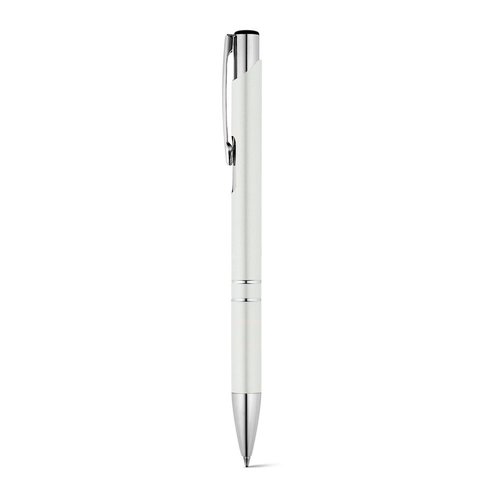 BETA BK. Aluminium-Kugelschreiber mit Clip - Weiß