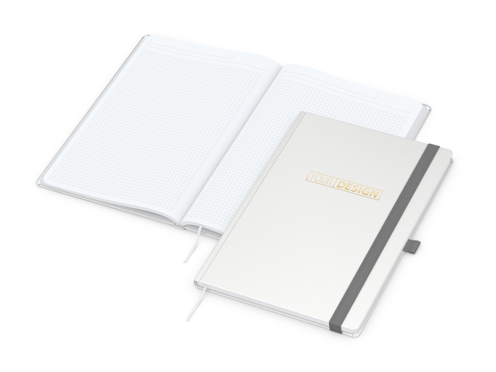 Notizbuch Vision-Book White Bestseller, A4, weiß inkl. Goldprägung