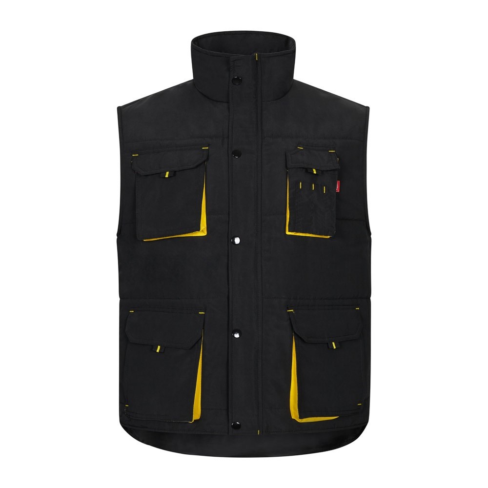 VL NERGAL. Steppweste, zweifarbig, mit mehreren Taschen (120g/m²), aus Polyester (100%) - Schwarz, Gelb