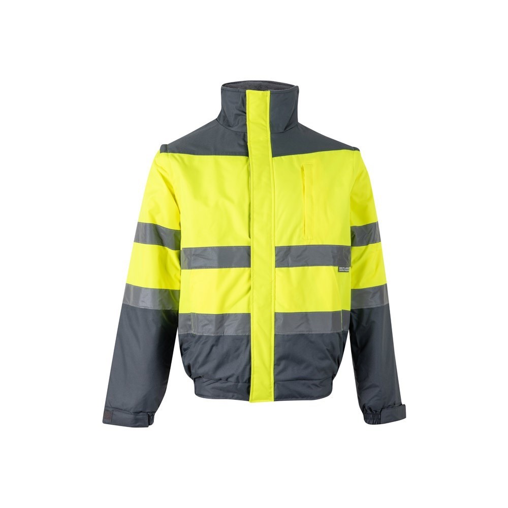 VL JUPITER. Zweifarbige Steppjacke (180g/m²) aus Polyester (100%) mit PU-Beschichtung - Grau, Gelb