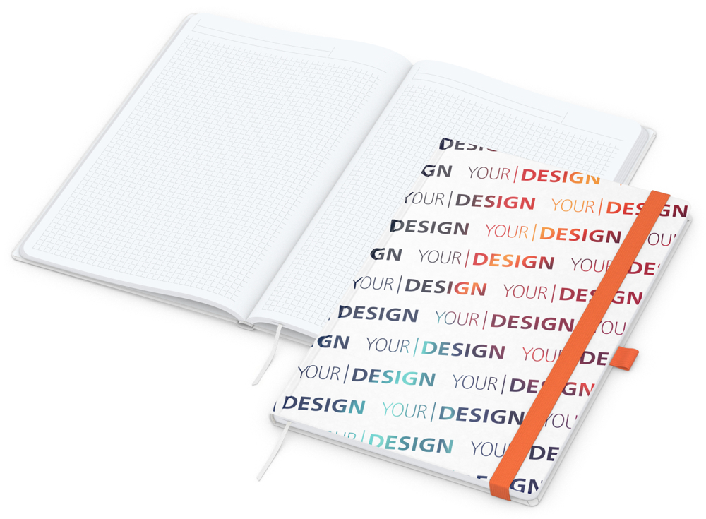 Notizbuch Match-Book White Bestseller, A4, Natura, individuell, orange