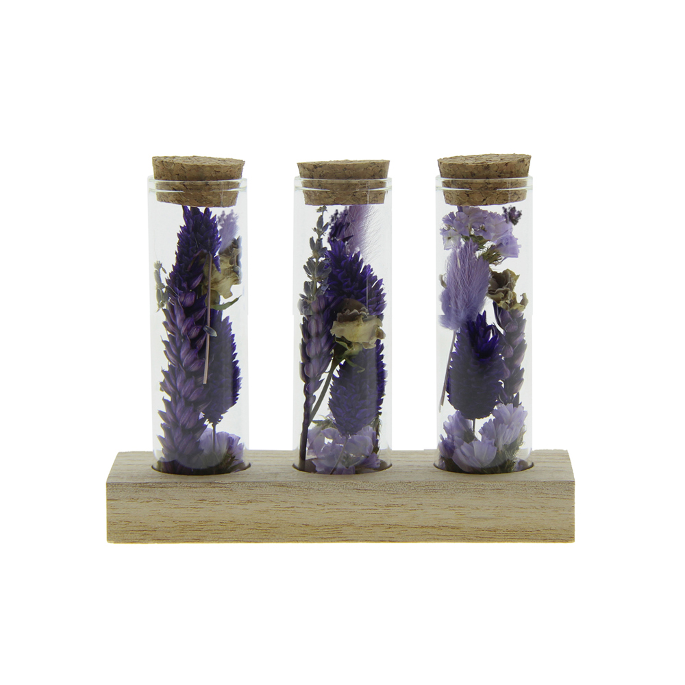 Dried Flowers - Trio tube & wood - lila