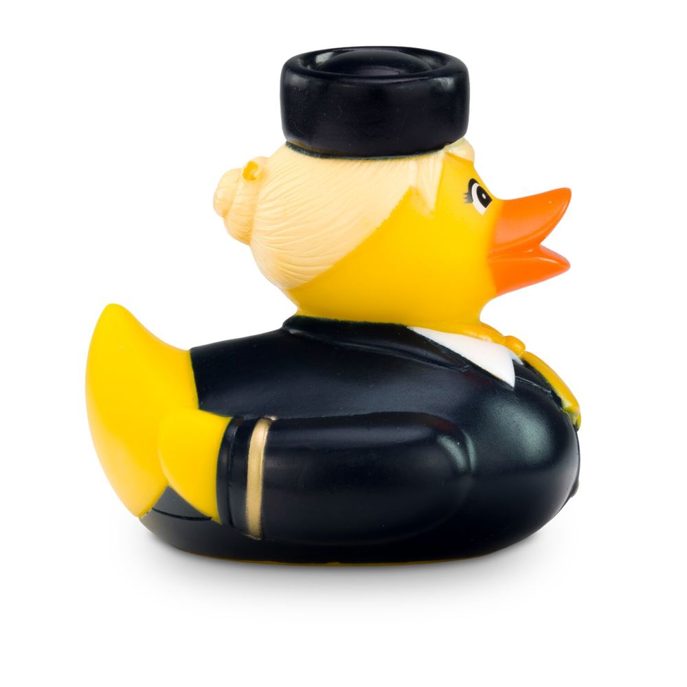 Werbeente Steffi Stewardess mit gelbem Halstuch