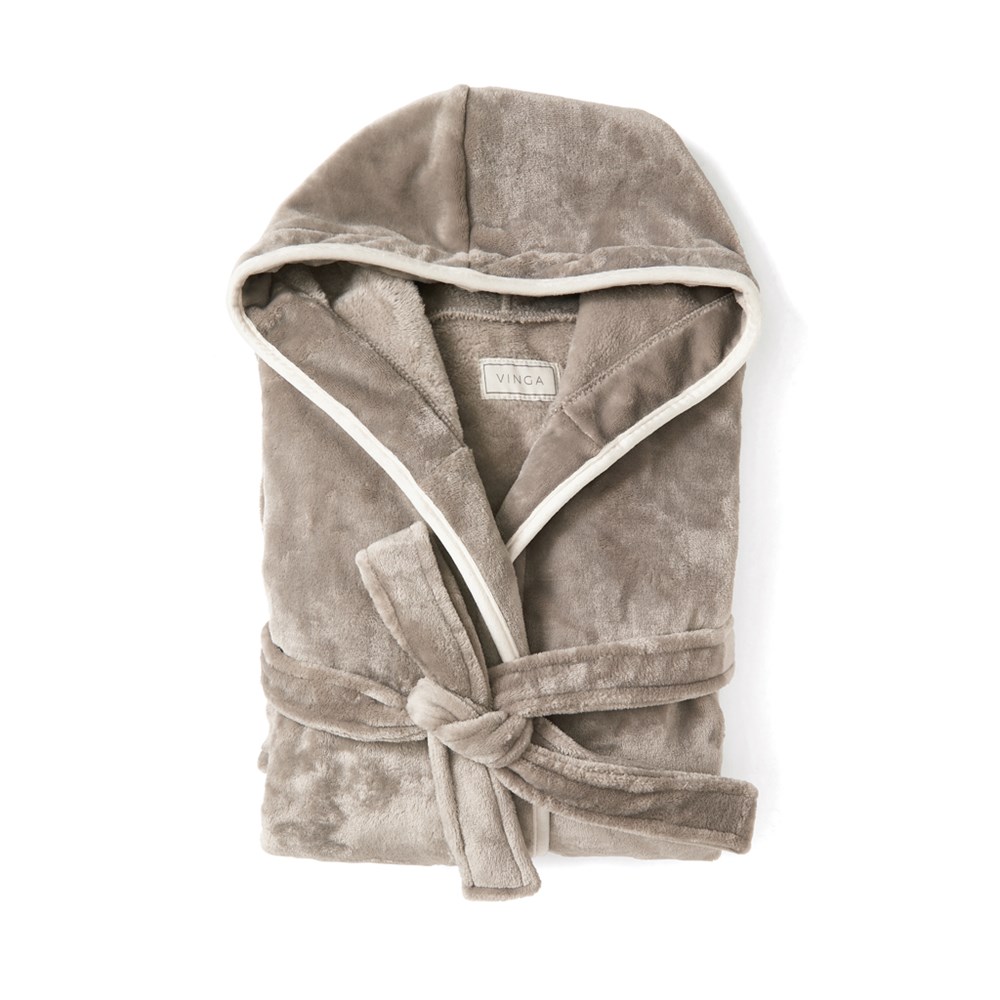 VINGA Louis Luxus Plüsch GRS rPET Bademantel Größe S/M - grau (± PMS Grey)