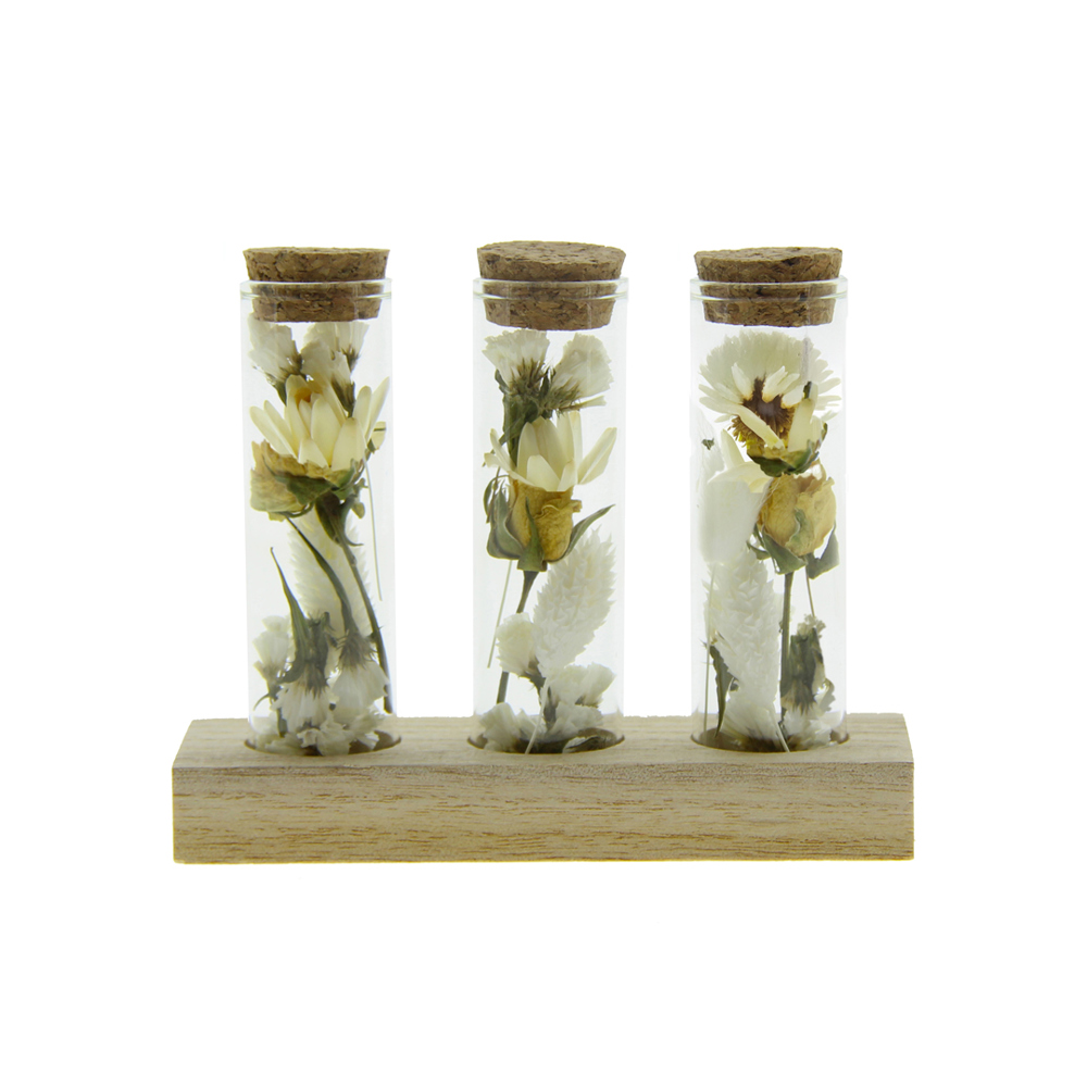 Dried Flowers - Trio tube & wood - weiß