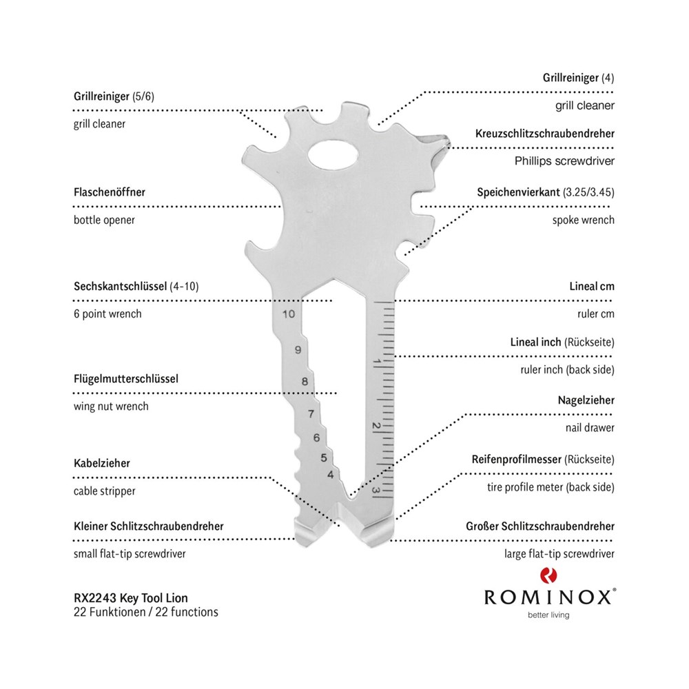 Geschenkartikel: ROMINOX® Key Tool Lion (22 Funktionen) im Motiv-Mäppchen Danke