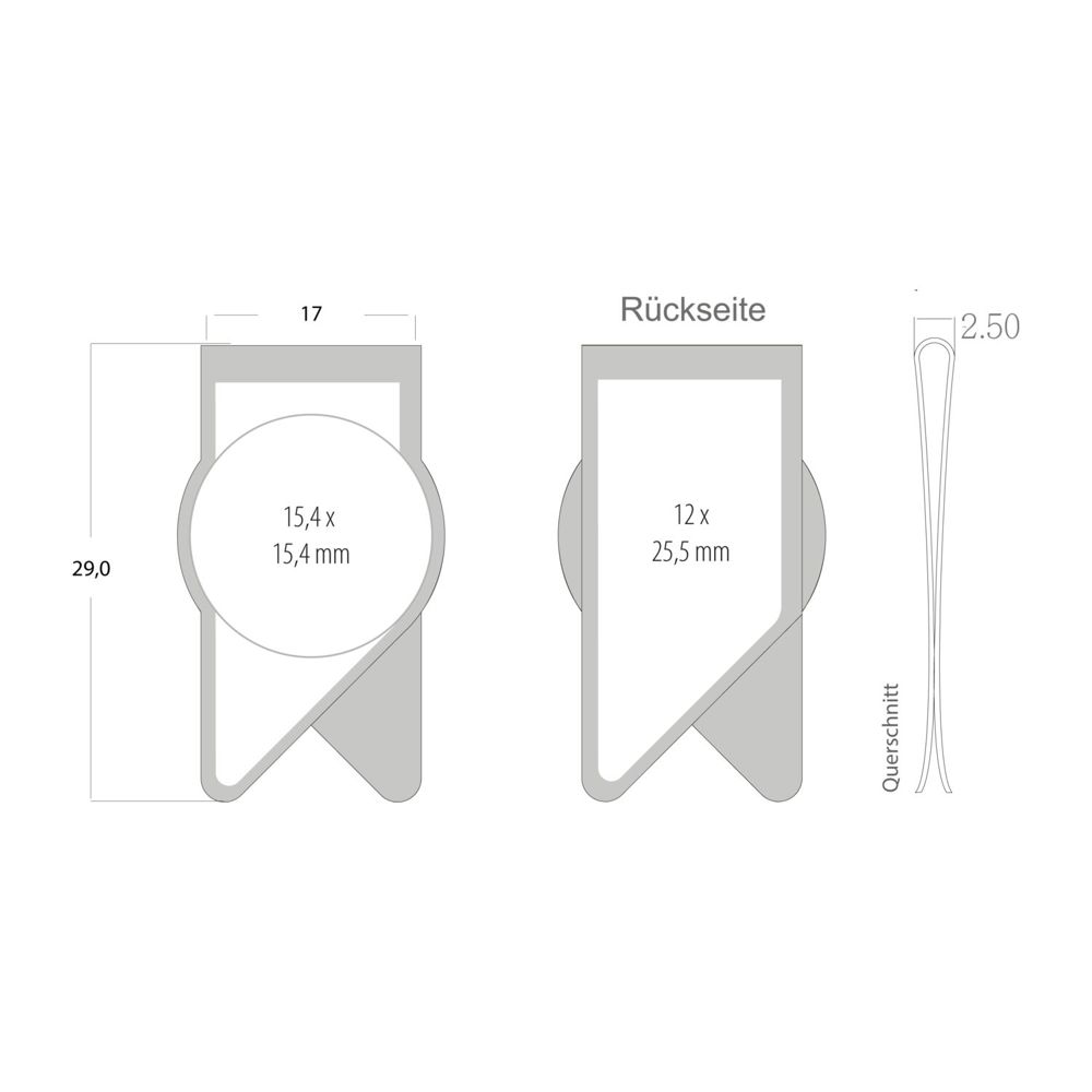 ROMINOX® Mehrweg-Büroklammer X Clip Variante E, idealer Mailingartikel für Dokumente, bis zu 12 Seiten Klemmkraft