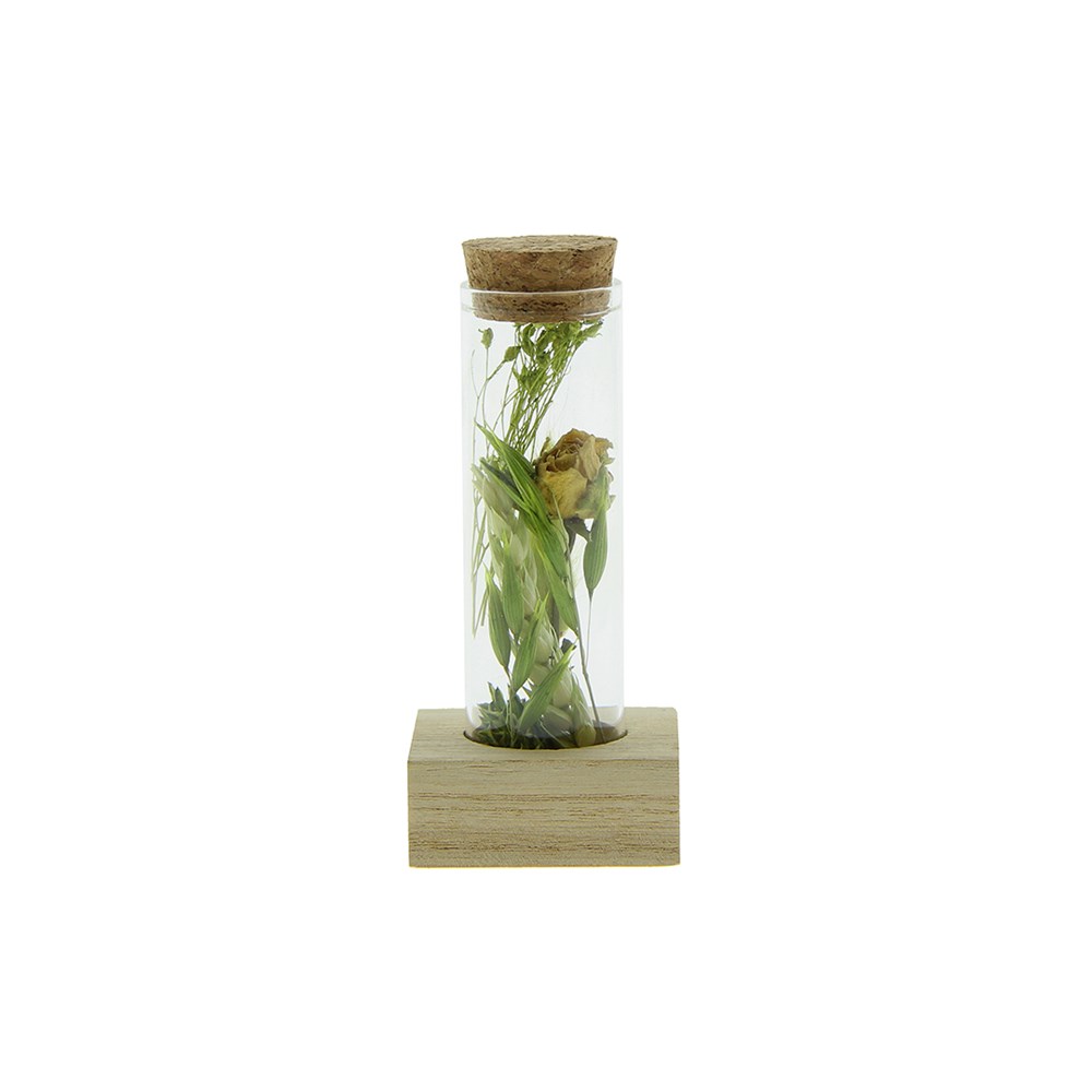 Dried Flowers - Single tube & wood - Grün