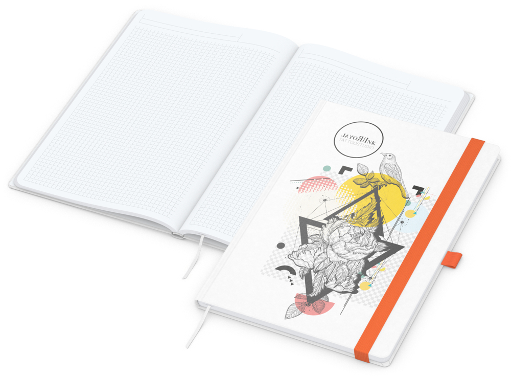 Notizbuch Match-Book White Bestseller, A4, Natura, individuell, orange
