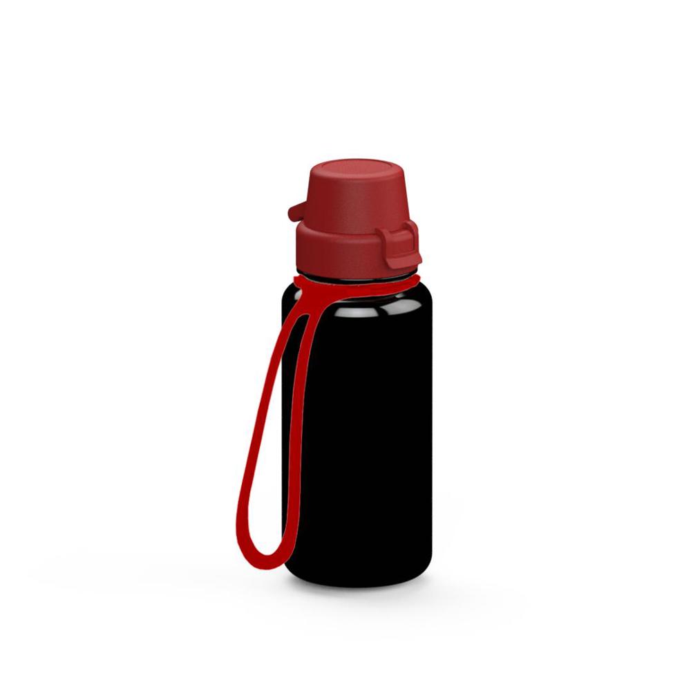 Trinkflasche "School", 400 ml, inkl. Strap - schwarz/rot