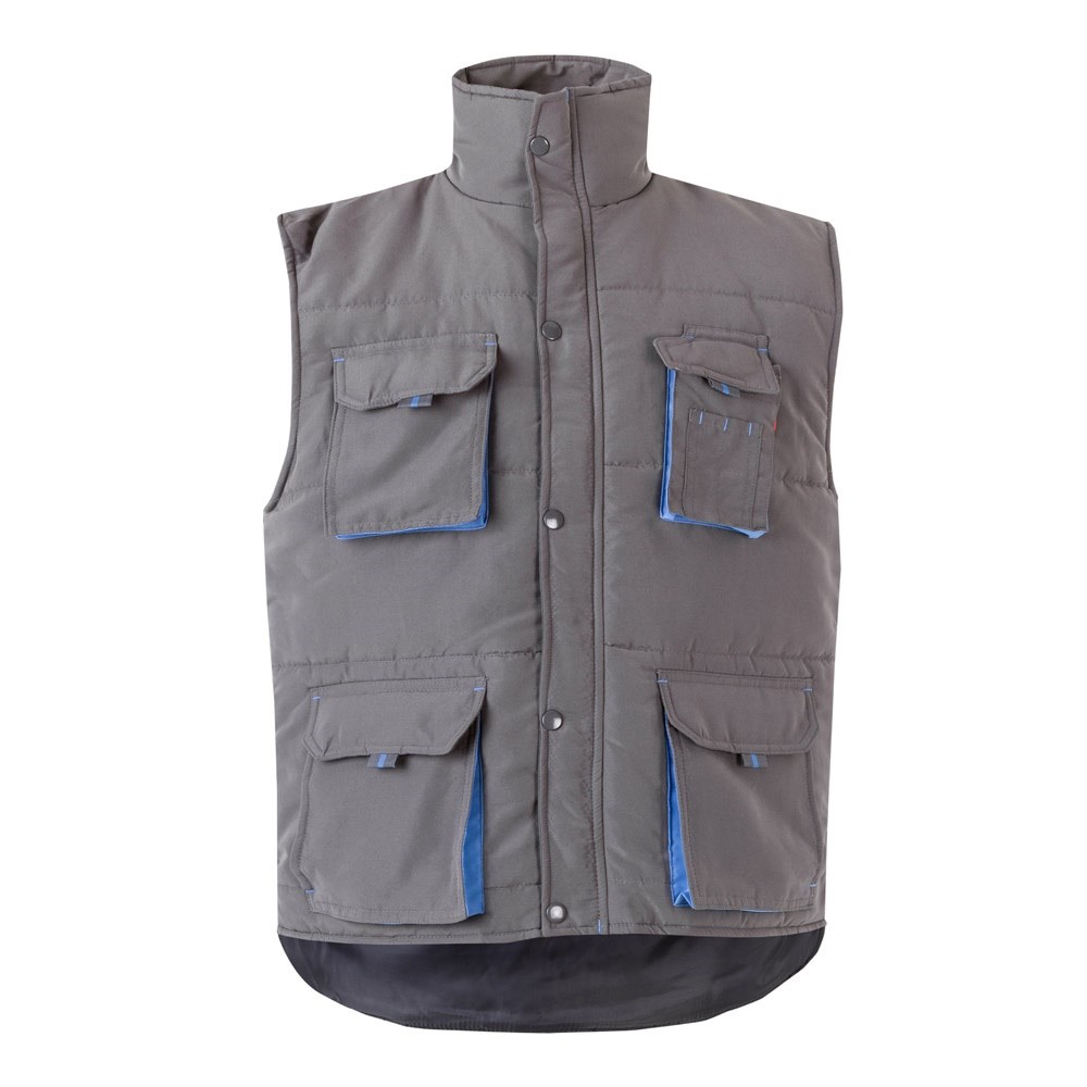 VL NERGAL. Steppweste, zweifarbig, mit mehreren Taschen (120g/m²), aus Polyester (100%) - Grau, Hellblau