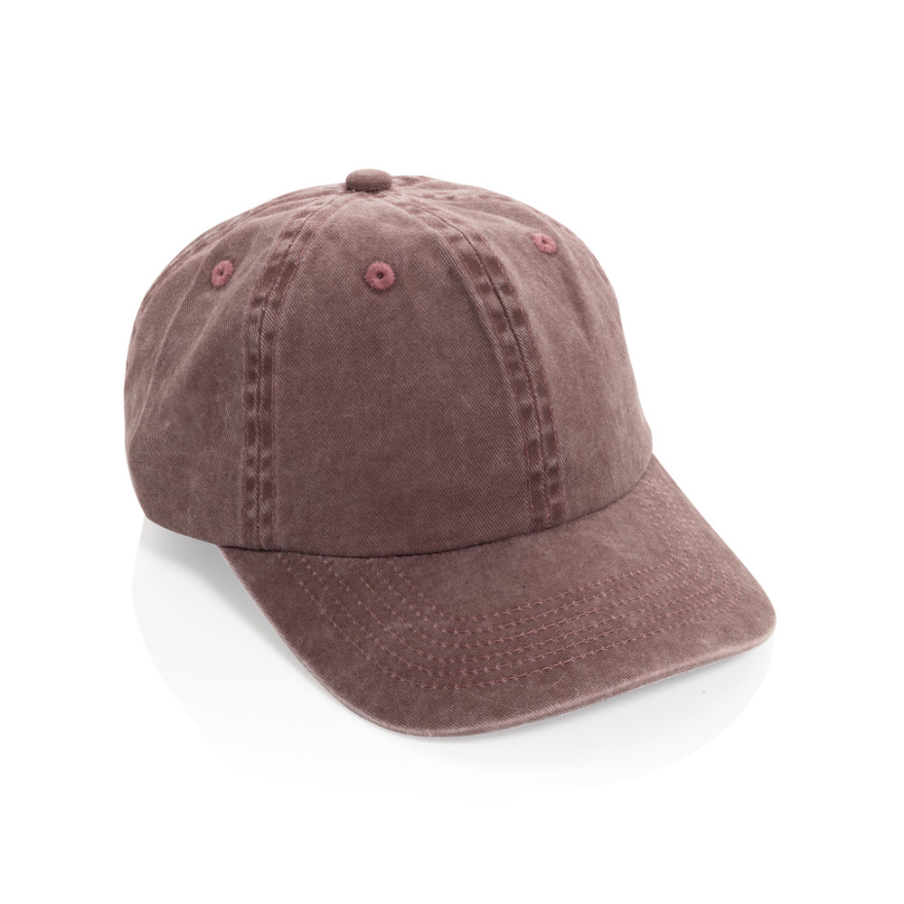 BEAU AWARE™ Washed 6-Panel Kappe aus 270gr/m² Baumwolltwill - maroon (± PMS maroon)