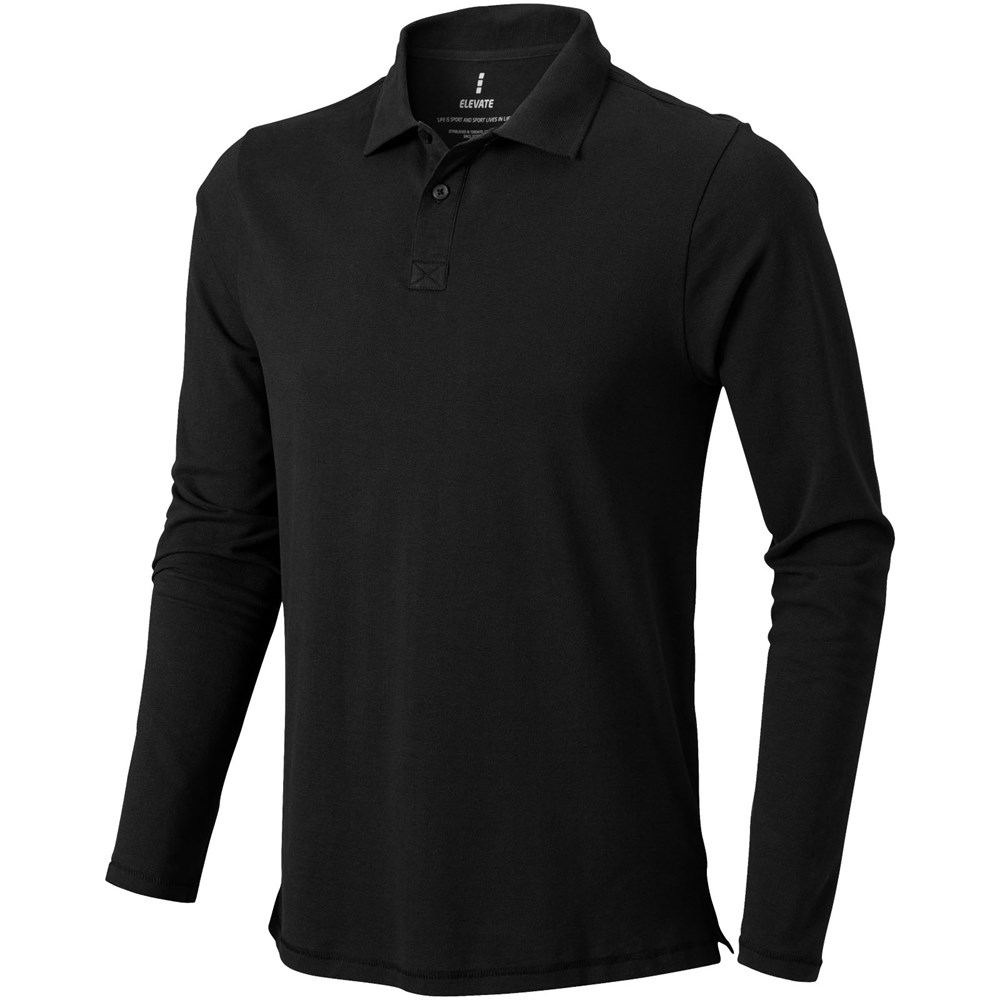 Oakville Langarm Poloshirt für Herren - schwarz