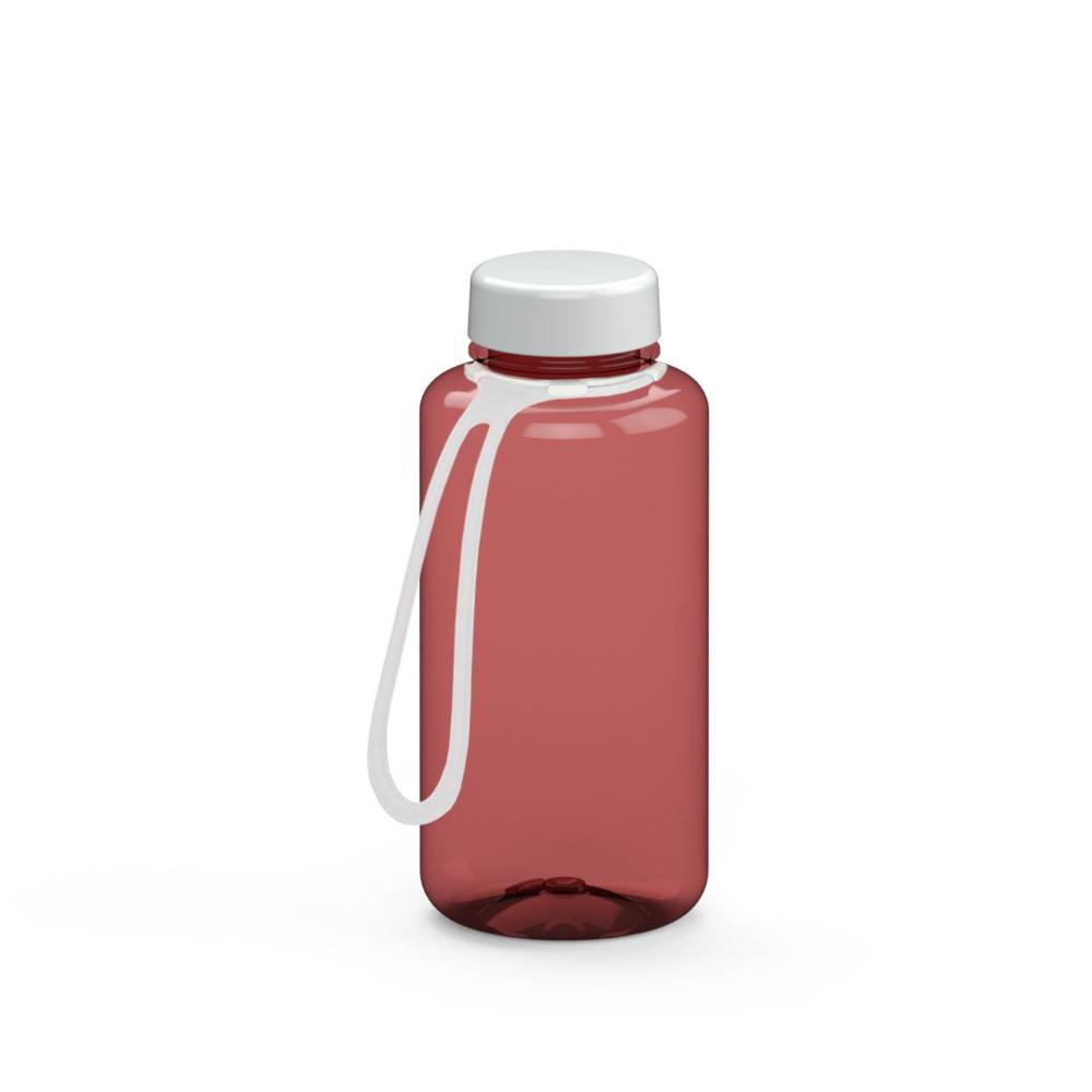 Trinkflasche "Refresh", 700 ml, inkl. Strap - transluzent-rot/weiß