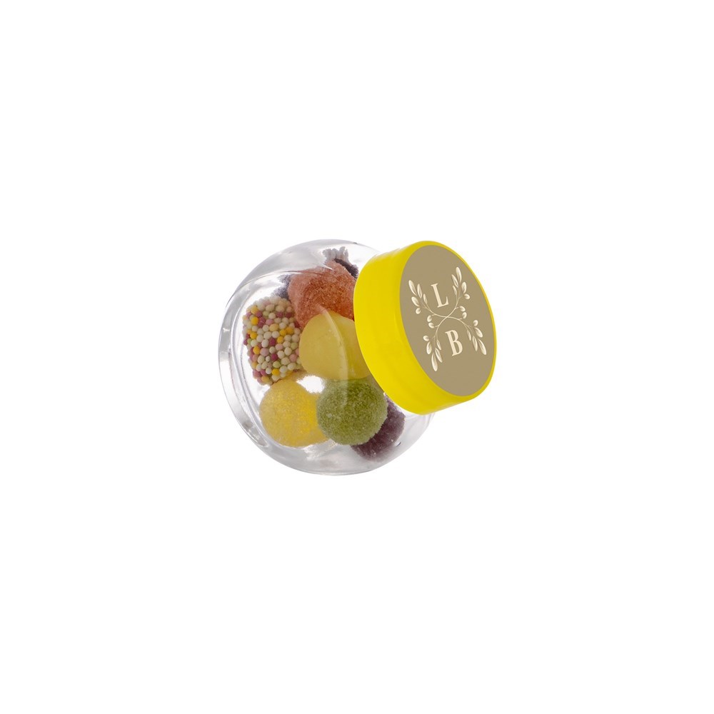 Mikro Glas 50 ml gefüllt mit Süßigkeiten - Transparent/Gelb
