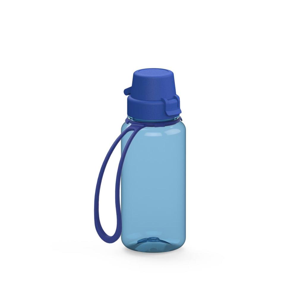 Trinkflasche "School", 400 ml, inkl. Strap - transluzent-blau/blau