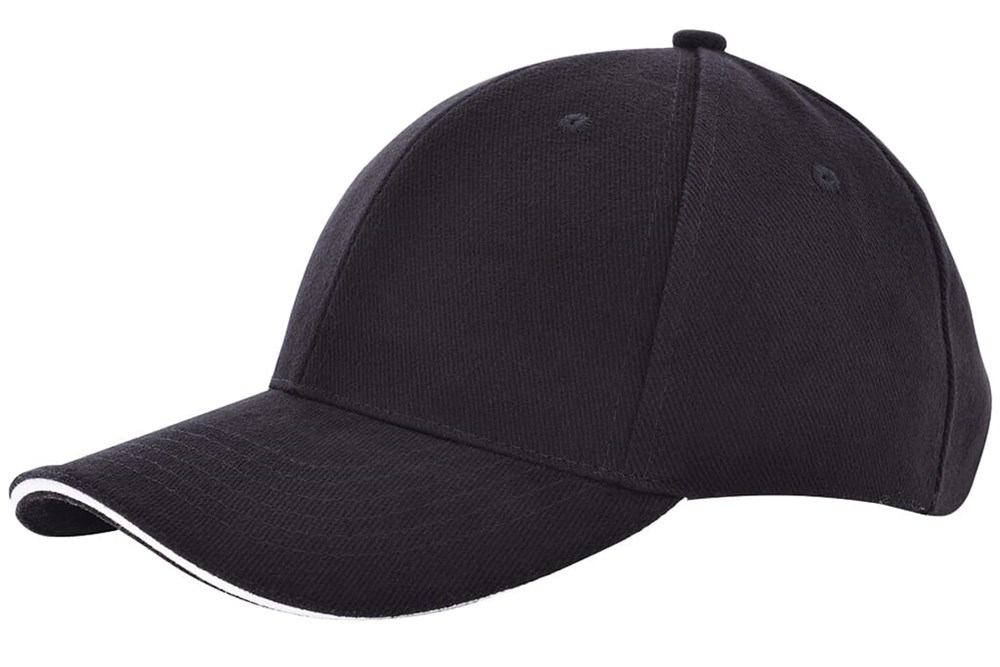 Heavy Brushed Cap - Schwarz (Black) / Weiß