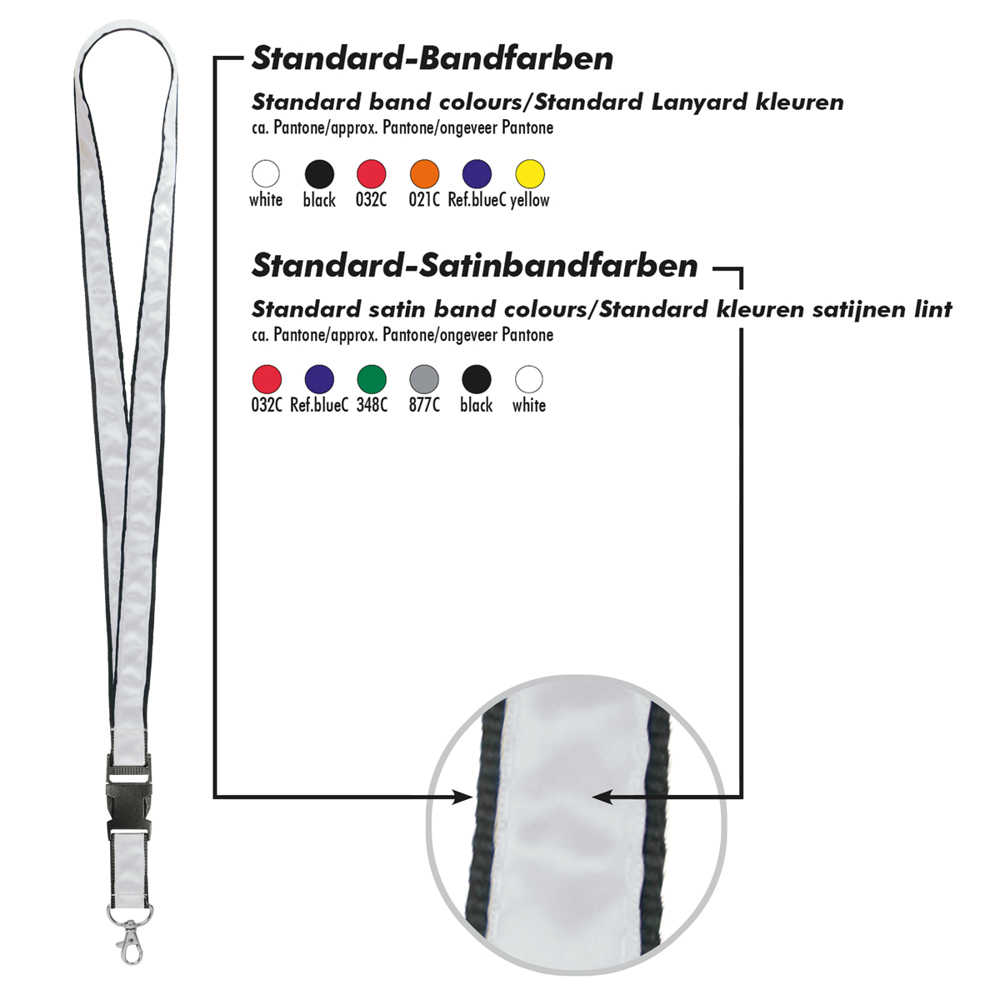 Schlüsselband/Lanyard "Satin" - Pastellgelb (ca. Pantone PYC), weiß