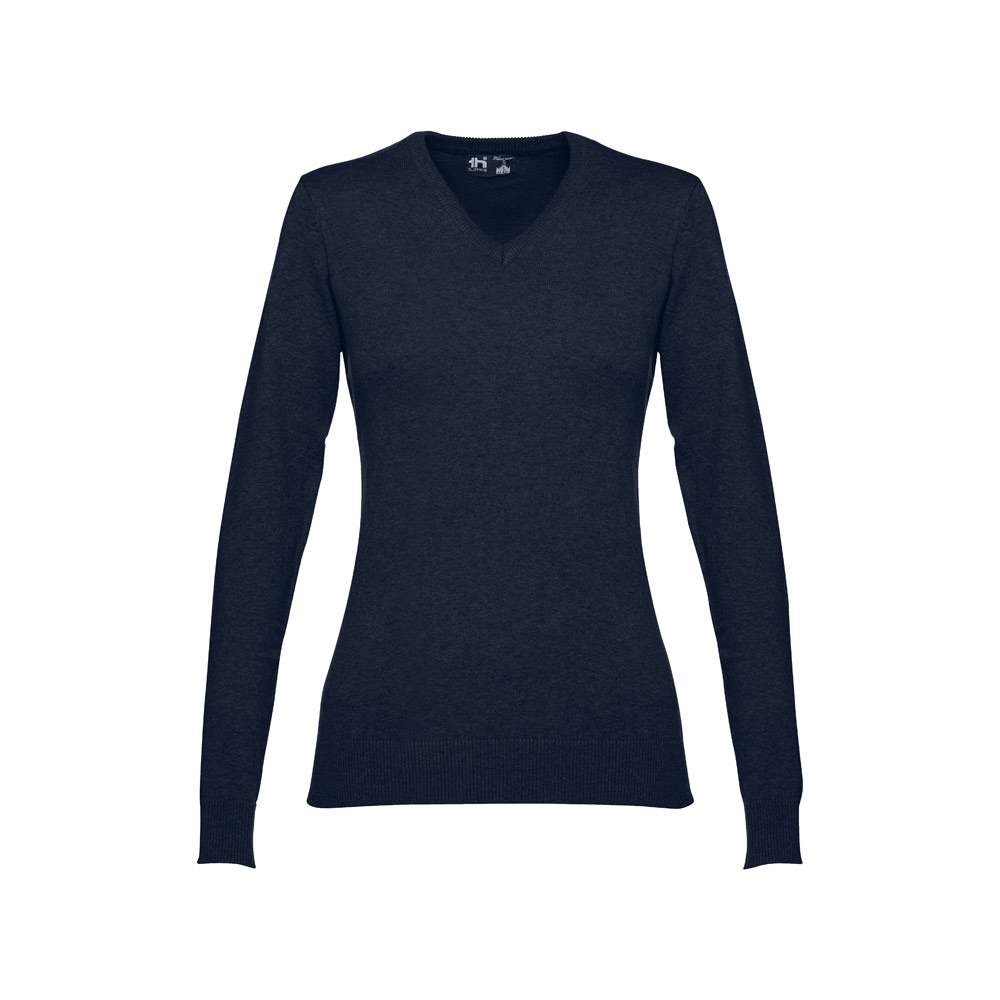 THC MILAN WOMEN. Pullover mit V-Ausschnitt für Damen aus Baumwolle und Polyamid - dunkelblau