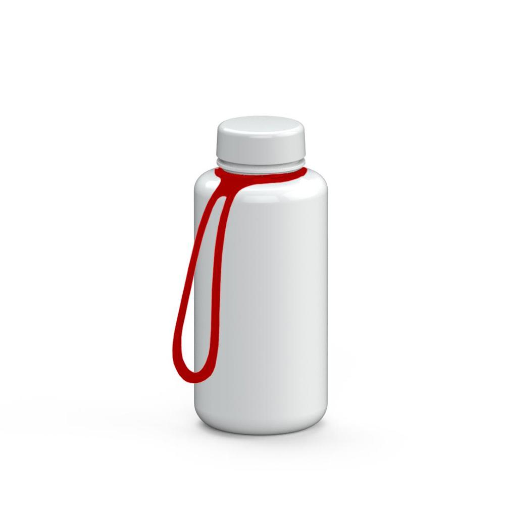 Trinkflasche "Refresh", 700 ml, inkl. Strap - weiß/weiß/rot