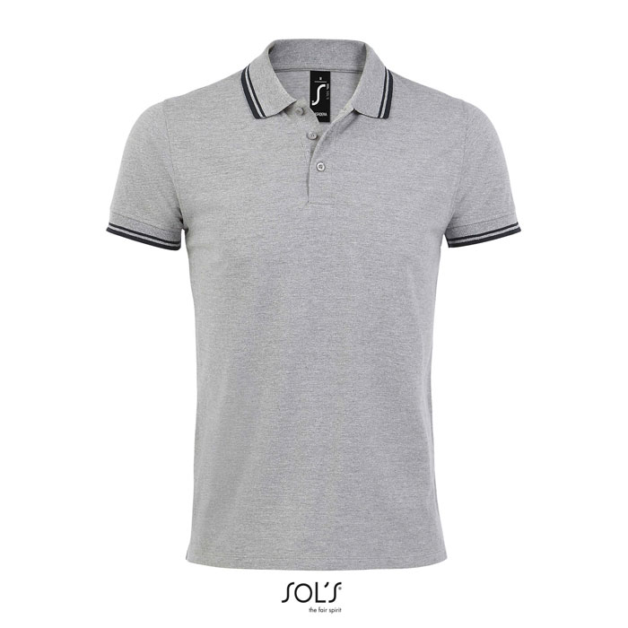 PASADENA MEN - PASADENA Herren Polo 200g - Grey Melange/ French Navy